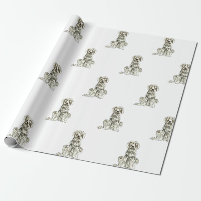 Papier Cadeau Papier d'emballage cadeau de chien de Terre-Neuve (Déroulé)