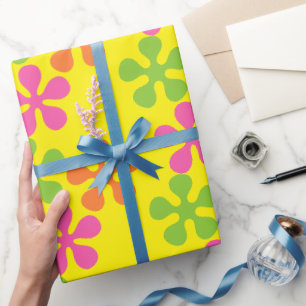 Papier Cadeau Papier d'emballage cadeau de fleurs Retro 60's