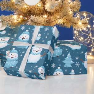 Papier Cadeau papier d'emballage cadeau de noël bonhomme de neig
