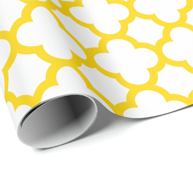 Papier Cadeau Papier d'emballage cadeau de Quatrefoil d'or de (Coin rond)
