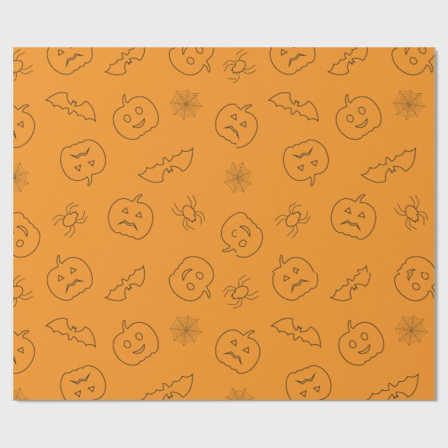 Papier Cadeau Papier d'emballage cadeau d'Halloween mignon (Plat)