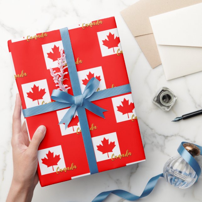Papier Cadeau Papier d'emballage canadien, rouge, patriotes cana (Cadeaux)