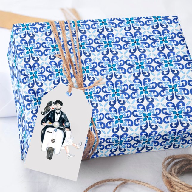 Papier Cadeau Papier d'emballage Carreaux Bleus Méditerranéens (Créateur téléchargé)