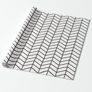 Papier Cadeau Papier d'emballage Chevron - noir sur blanc  XL 