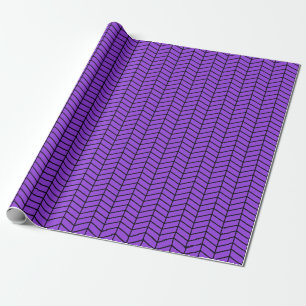 Papier Cadeau Papier d'emballage Chevron - Noir sur violet