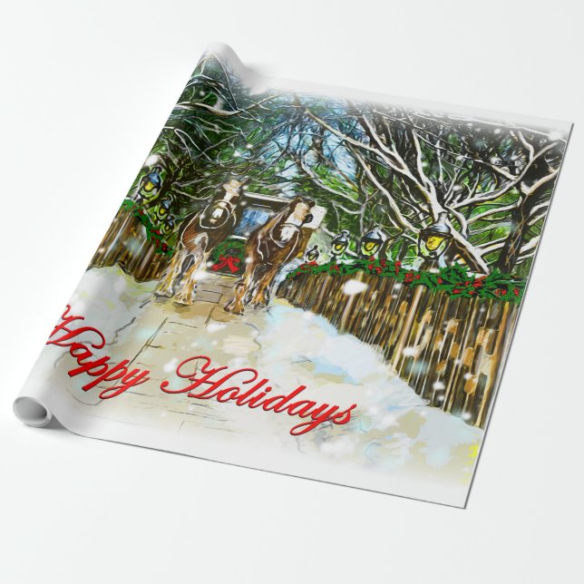 Papier Cadeau Papier d'emballage Clydesdale Holiday (Déroulé)