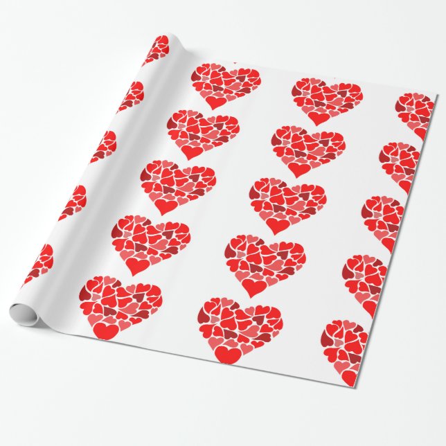 Papier Cadeau Papier d'emballage Coeurs d'amour (Déroulé)
