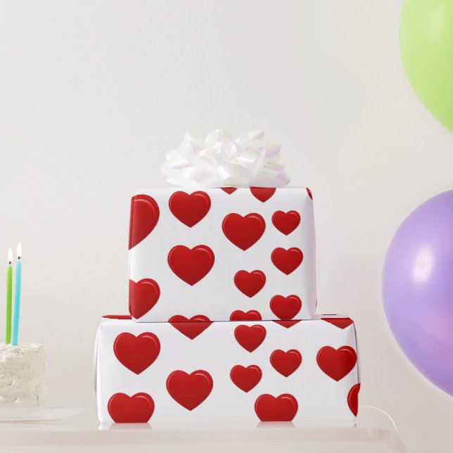 Papier Cadeau Papier d'emballage Cœurs rouges de la Saint-Valent (Cadeaux de fête)