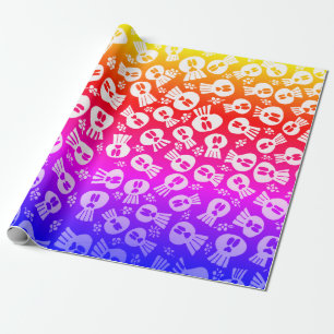 Papier Cadeau Papier d'emballage - crânes - arc-en-ciel