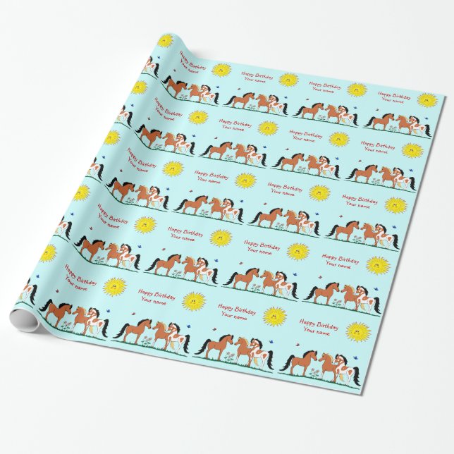 Papier Cadeau Papier d'emballage d'amis de cheval de (Déroulé)