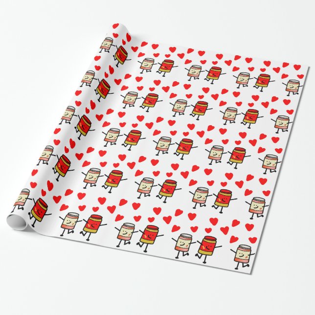 Papier Cadeau Papier d'emballage d'amour de PB&J (Déroulé)