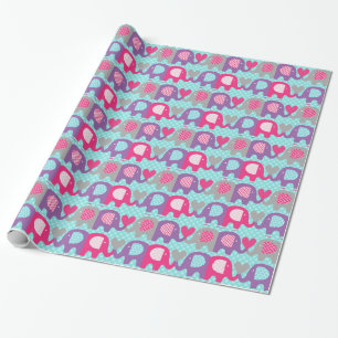 Papier Cadeau Papier d'emballage d'amour rose, pourpre, gris