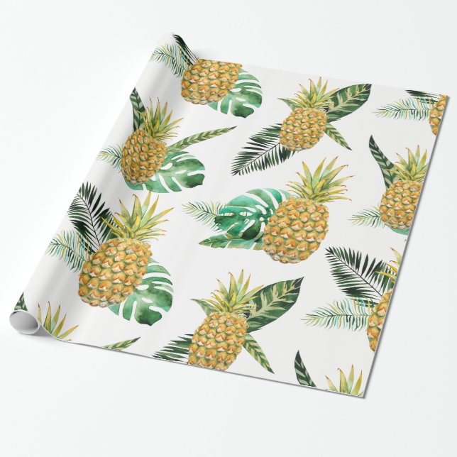Papier Cadeau Papier d'emballage d'ananas tropical (Déroulé)