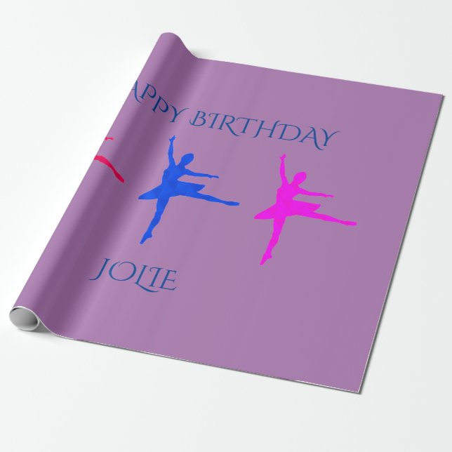 Papier Cadeau Papier d'emballage d'anniversaire Ballerina. Nom p (Déroulé)