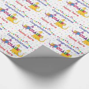 Papier Cadeau Papier d'emballage d'anniversaire de dinosaure