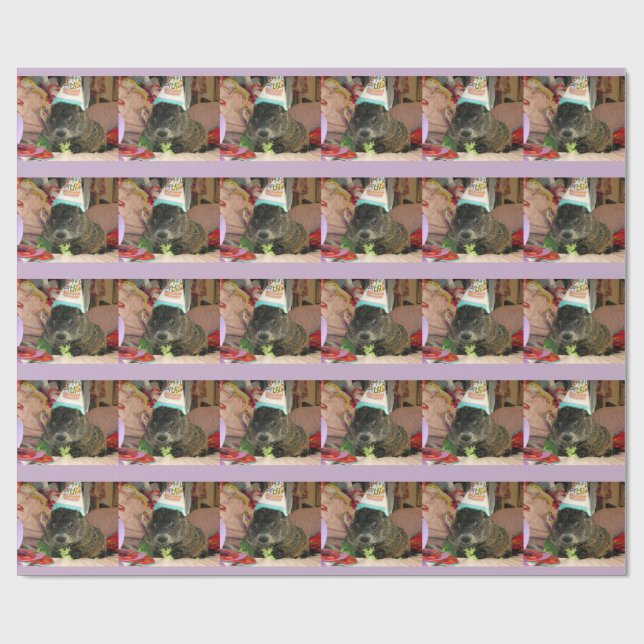 Papier Cadeau Papier d'emballage d'anniversaire de Groundhog (Plat)