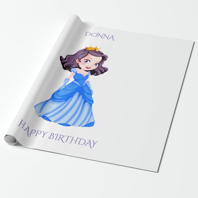 Papier Cadeau Papier d'emballage d'anniversaire de princesse. (Déroulé)
