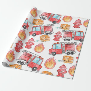 Papier Cadeau Papier d'emballage d'anniversaire pour pompier