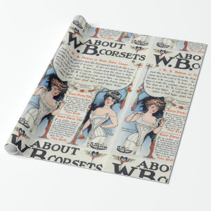 Papier Cadeau Papier d'emballage d'annonce vintage de corset