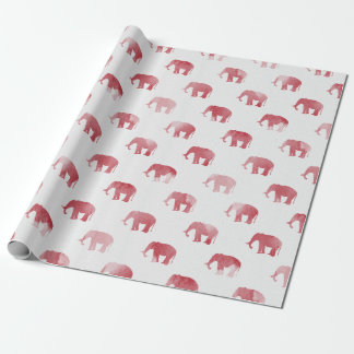 Papier Cadeau Papier d'emballage d'aquarelle rouge d'éléphant