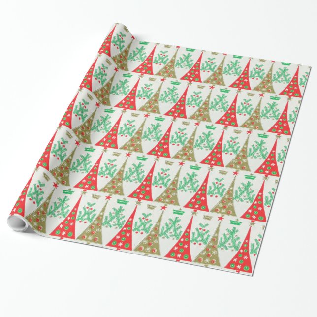 Papier Cadeau papier d'emballage d'arbre de Noël de bande (Déroulé)