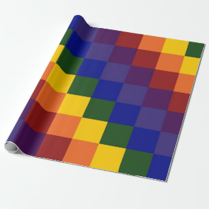 Papier Cadeau Papier d'emballage d'arc-en-ciel Checkered