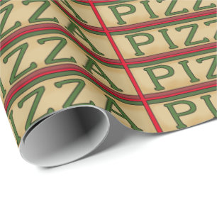 Papier Cadeau Papier d'emballage d'art de mot à pizza à thème