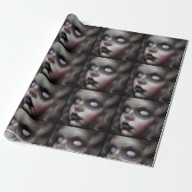 papier d'emballage d'art de poupée noire hantée