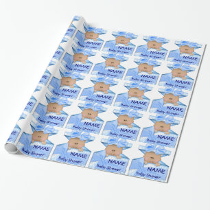Papier Cadeau Papier d'emballage de baby shower de garçon