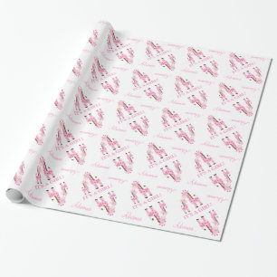 Papier Cadeau Papier d'emballage de baby shower rose de girafe