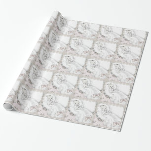 Papier Cadeau Papier d'emballage de baby shower rose vintage