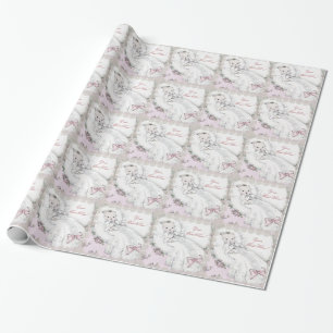 Papier Cadeau Papier d'emballage de baby shower rose vintage