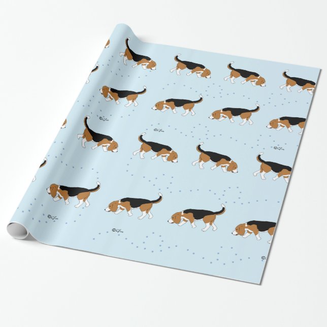 Papier Cadeau Papier d'emballage de beagles officiels de (Déroulé)