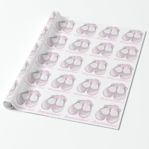 Papier Cadeau Papier d'emballage de bébé de baby shower rose de