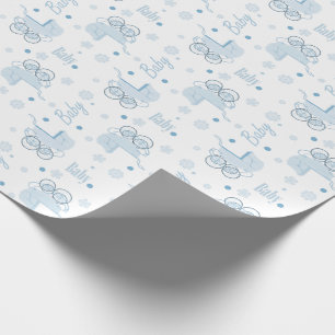 Papier Cadeau Papier d'emballage de boguet de bébé bleu