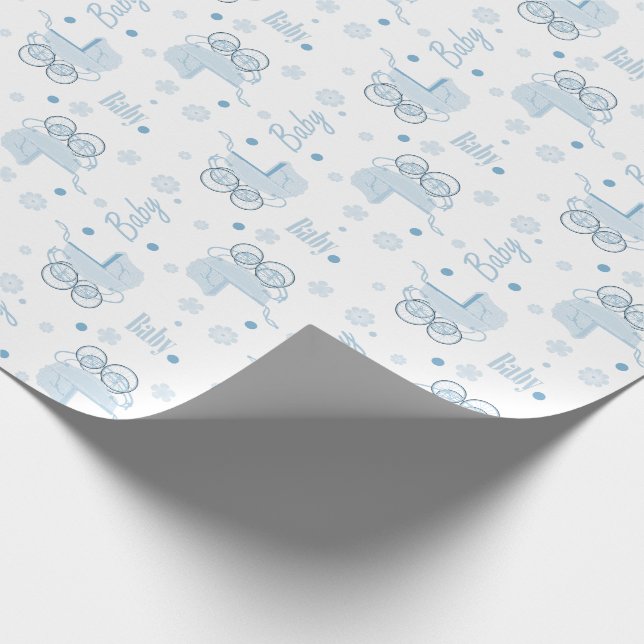 Papier Cadeau Papier d'emballage de boguet de bébé bleu (Coin)