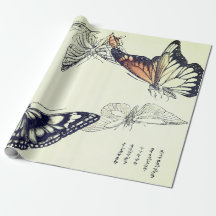 Papier d'emballage de BOIS DE GRAVEUR de PAPILLON