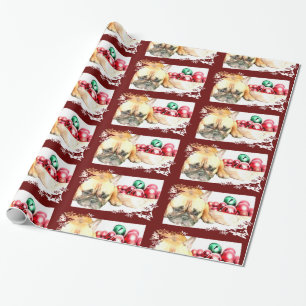 Papier Cadeau Papier d'emballage de bouledogue français de Noël