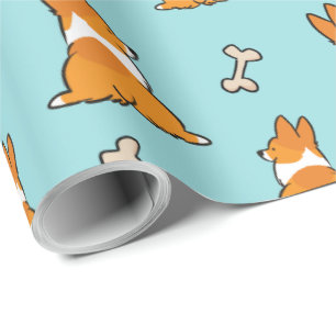 Papier Cadeau Papier d'emballage de bout de corgi