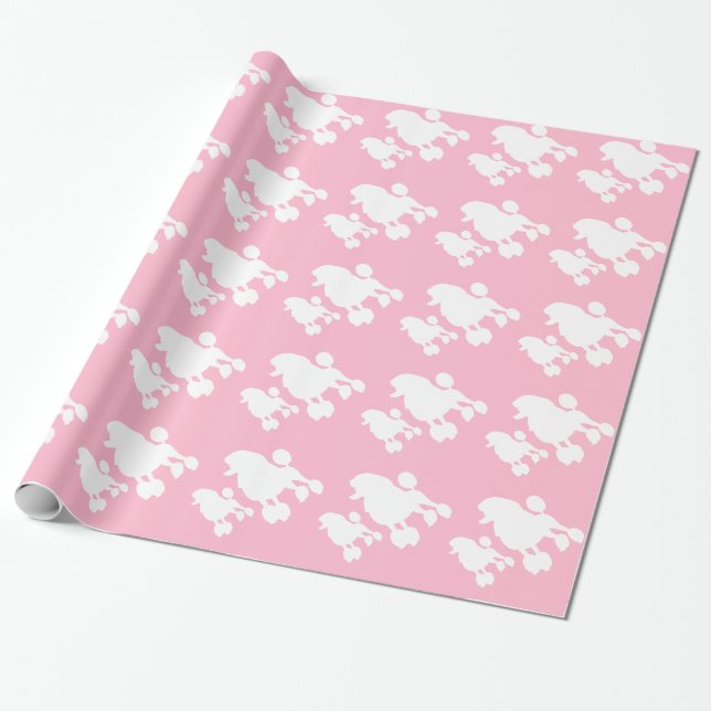 Papier Cadeau Papier d'emballage de caniche rose (Déroulé)