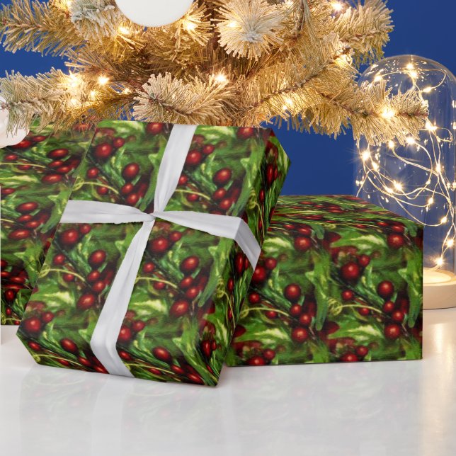 Papier Cadeau Papier d'emballage de canneberge de Noël (Vacances)