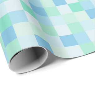 Papier Cadeau Papier d'emballage de carrés bleus de bleu et