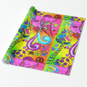 Papier Cadeau papier d'emballage de champignon magique hippie