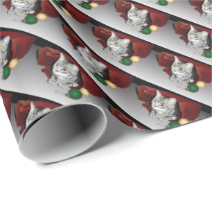 Papier Cadeau Papier d'emballage de chat de Noël