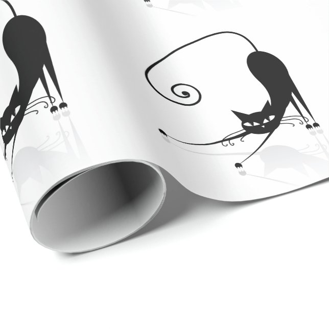 Papier Cadeau Papier d'emballage de chat drôle (Coin rond)