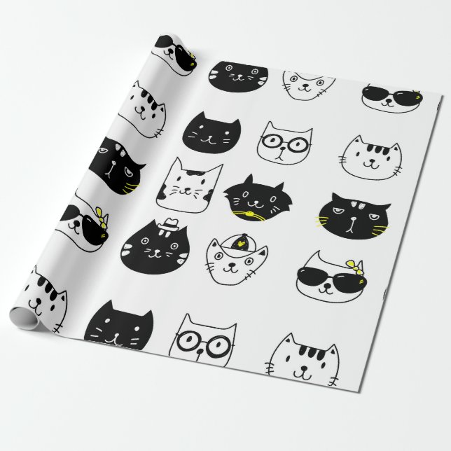Papier Cadeau Papier d'emballage de chats frais pour toute (Déroulé)