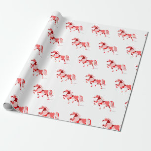 Papier Cadeau Papier d'emballage de cheval de coeur de jour de