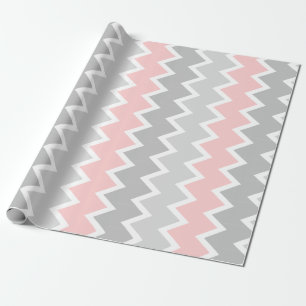 Papier Cadeau Papier d'emballage de chevron rose et gris