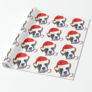 Papier Cadeau Papier d'emballage de chien de boxeur de Noël