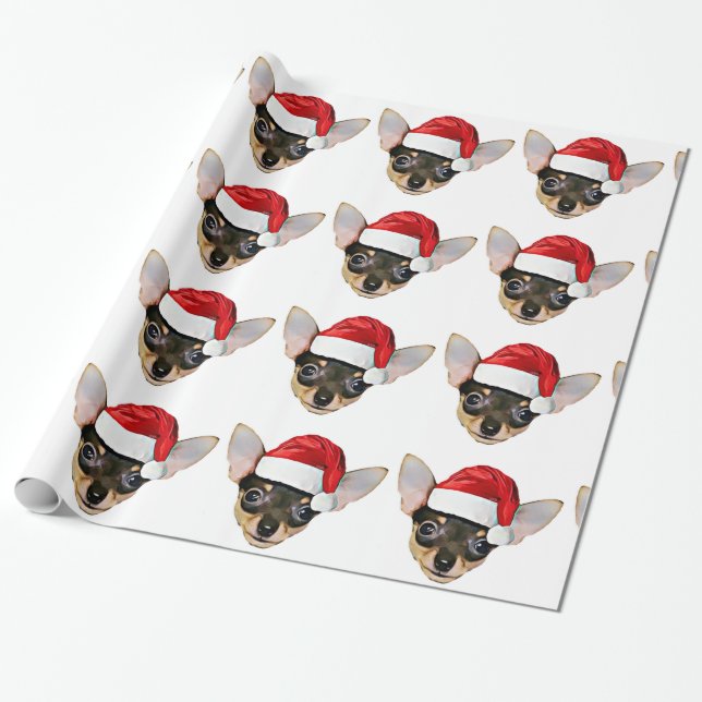 Papier Cadeau Papier d'emballage de chien de chiwawa de Noël (Déroulé)